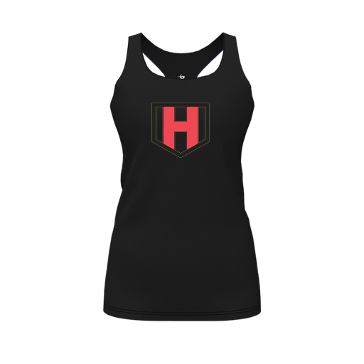 [CUS-DFW-RCBK-PER-BLK-FYS-LOGO1] Racerback Tank Top (Female Youth S, Black, Logo 1)