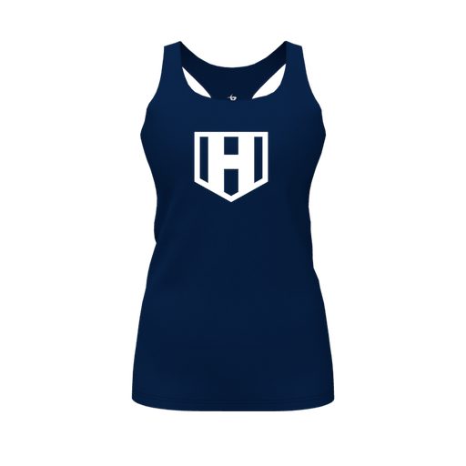 [CUS-DFW-RCBK-PER-NVY-FYS-LOGO2] Racerback Tank Top (Female Youth S, Navy, Logo 2)