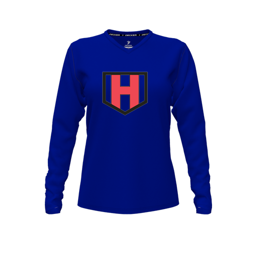 [FTLVCFRY-FYXS-LOGO1] Comfort T-Shirt (Female Youth XS, Royal, V Neck, Logo 1, Long Sleeve)