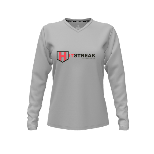 [FTLVCFGY-FYXS-LOGO3] Comfort T-Shirt (Female Youth XS, Gray, V Neck, Logo 3, Long Sleeve)