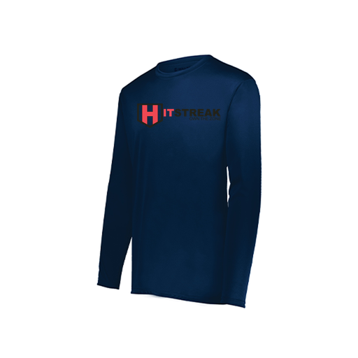 [222823.065.S-LOGO3] Youth LS Smooth Sport Shirt (Youth S, Navy, Logo 3)