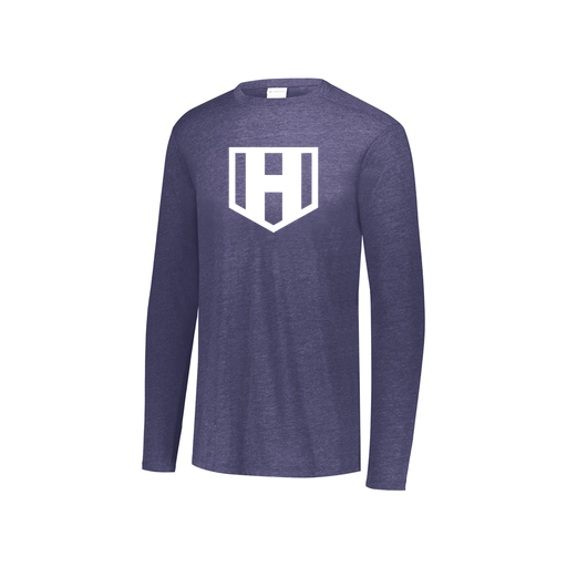 [3076.72N.S-LOGO2] Youth LS Ultra-blend T-Shirt (Youth S, Navy, Logo 2)