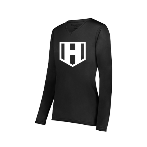 [222824.080.S-LOGO2] Ladies LS Smooth Sport Shirt (Female Adult S, Black, Logo 2)