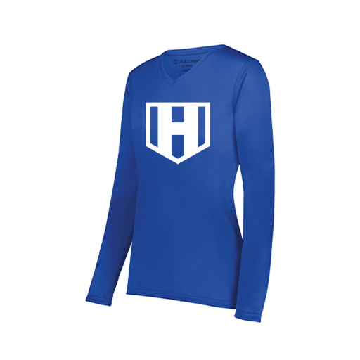 [222824.060.S-LOGO2] Ladies LS Smooth Sport Shirt (Female Adult S, Royal, Logo 2)