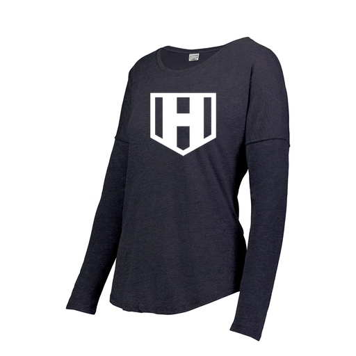 [3077.72N.XS-LOGO2] Ladies LS Ultra-blend T-Shirt (Female Adult XS, Navy, Logo 2)